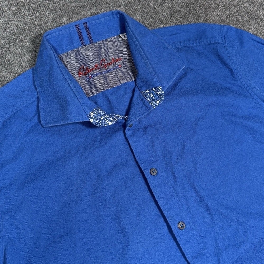 Robert Graham Shirt Mens 2XL Blue Tailored Fit Casual Floral Modern Americana